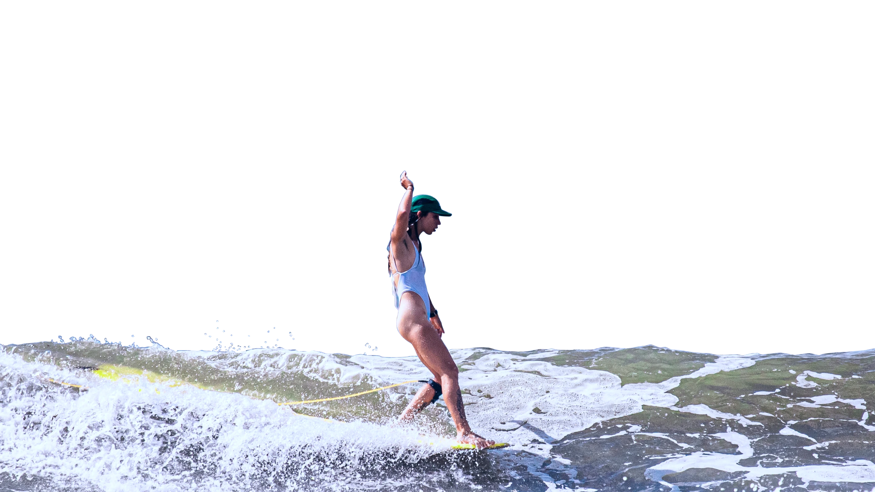 Surfista fazendo Hang Five em uma onda